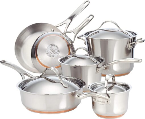 Anolon Nouvelle Stainless Steel Cookware Pots and Pans Set