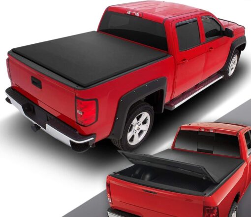 DNA Motoring TTC TRISOFT 015 Pickup Truck Rear Trunk Bed Soft Tri Fold Adjustable Tonneau Cover