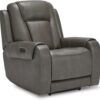 Signature Design by Ashley Card Player Contemporary Faux Leather Power Recliner