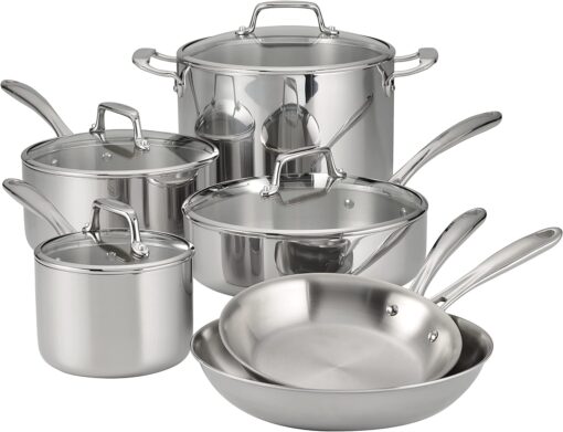 Tramontina Stainless Steel Tri Ply Clad 10 Piece Cookware Set