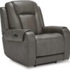 Signature Design By Ashley Card Player Contemporary Faux Leather Power Recliner