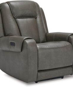 Signature Design By Ashley Card Player Contemporary Faux Leather Power Recliner