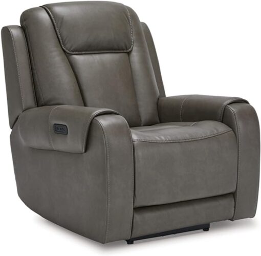 Signature Design By Ashley Card Player Contemporary Faux Leather Power Recliner